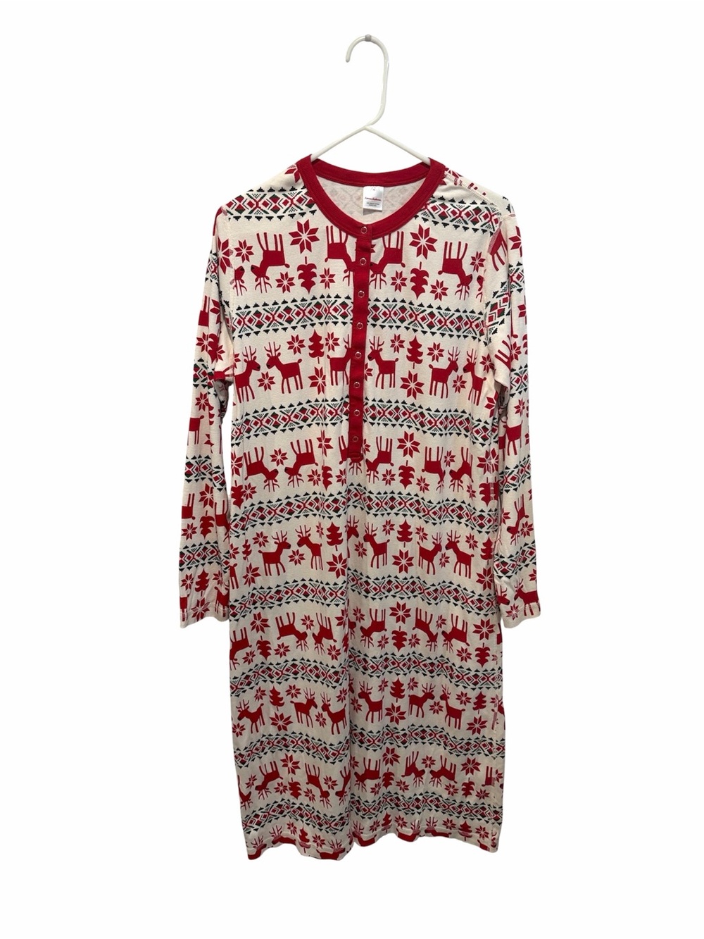 Hanna Andersson women’s cotton long sleeve Christmas deer nightgown XL